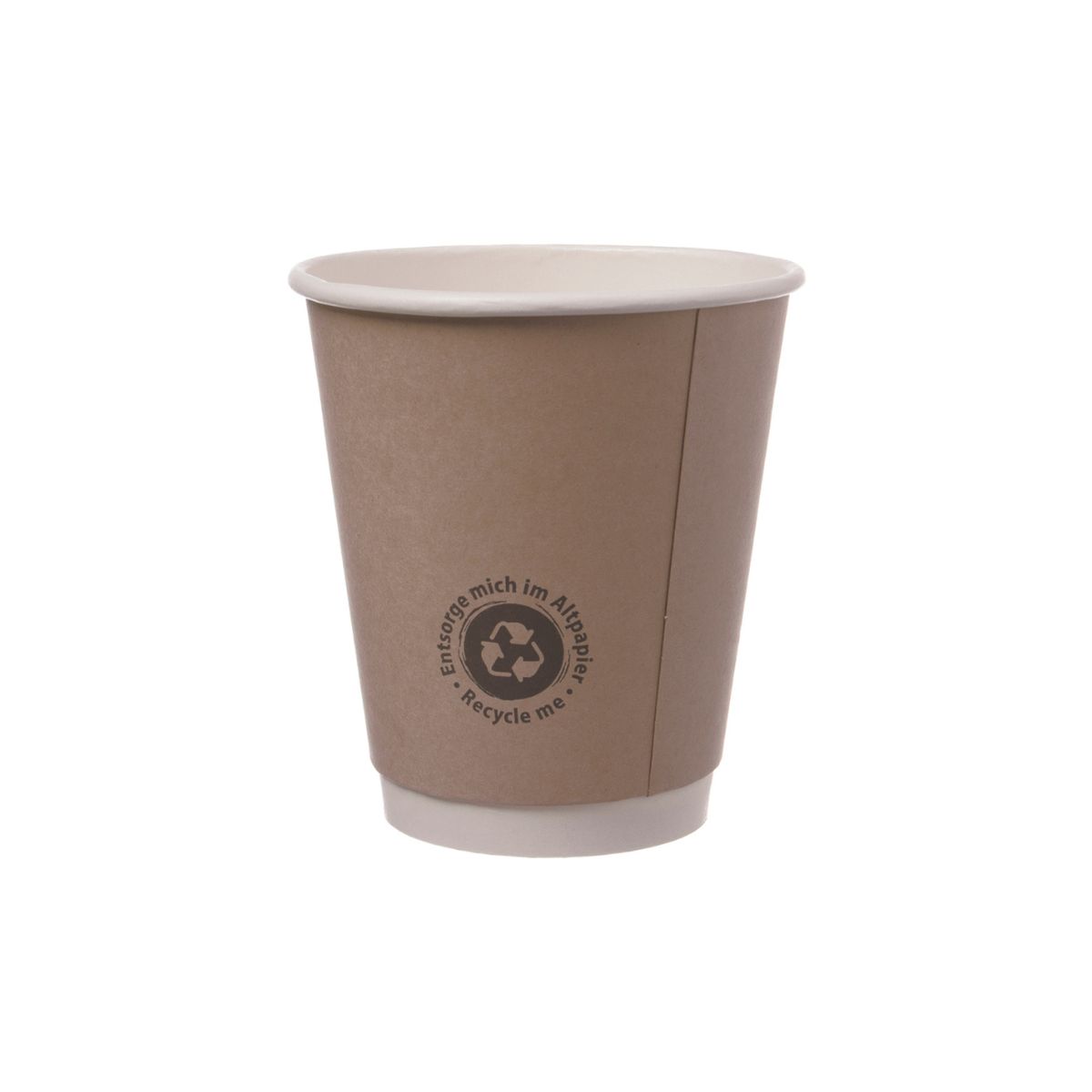 Pappbecher 0,2L Doppelwand | "recycle me" Ø 80mm