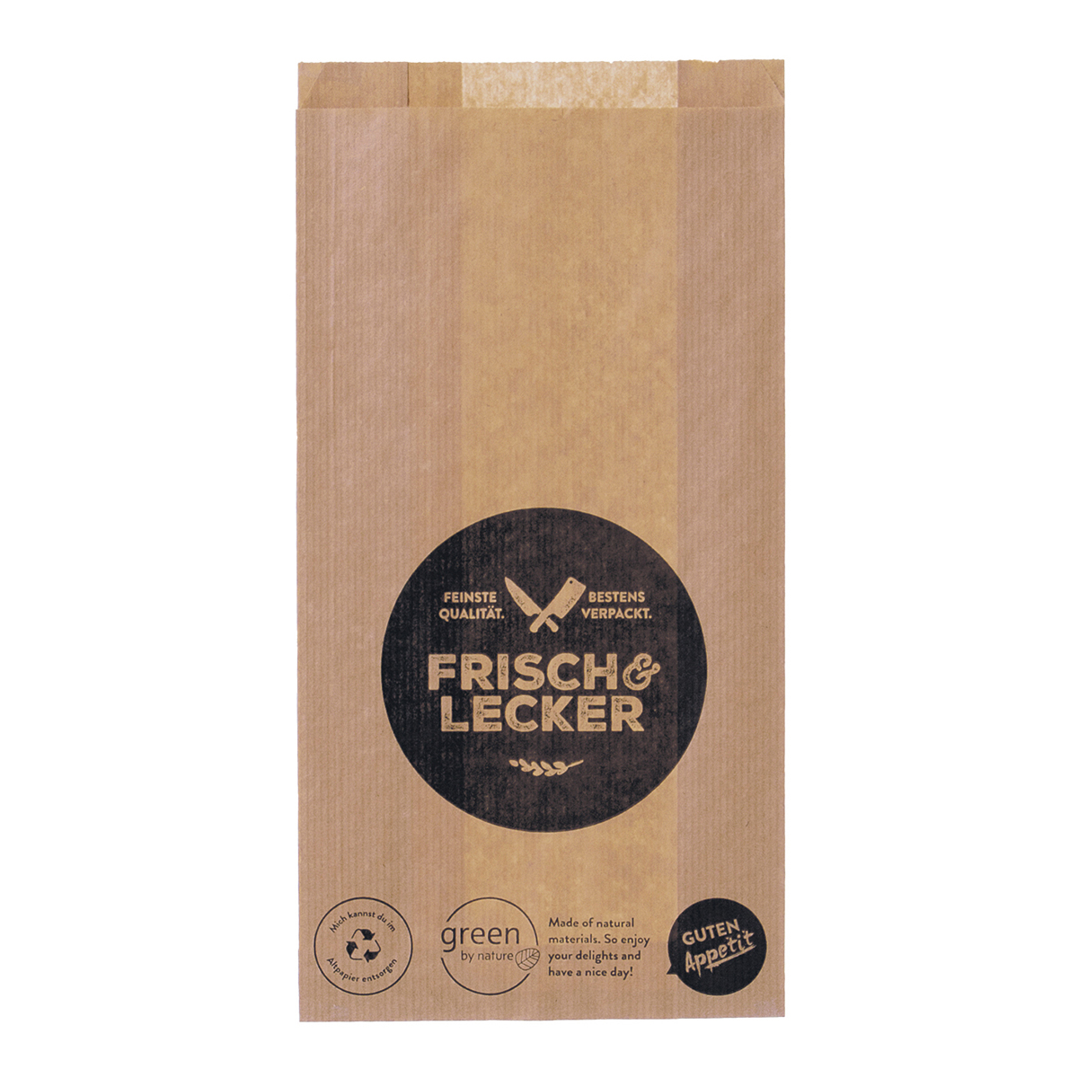 Fleischerbeutel 20+7x32cm Braun "Frisch & Lecker"